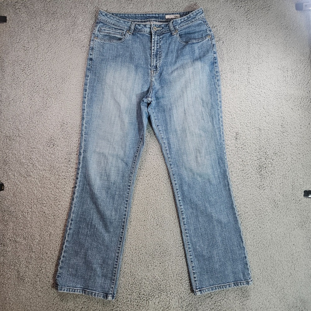 Chico's Platinum Jeans Women Size 2 (32x30) Straight Leg Blue Denim‎ Zip
